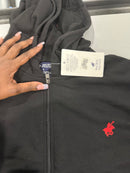 PACIFIC POLO CLUB FLEECE FULL-ZIP HOODIES - SIZE: MEN L - BLACK - Like New