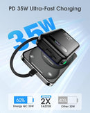 ENERGYQC POWER BANK 20,000MAH 35W PD 3.0+QC 4.0 FAST CHARGING CABLES - BLACK - Like New