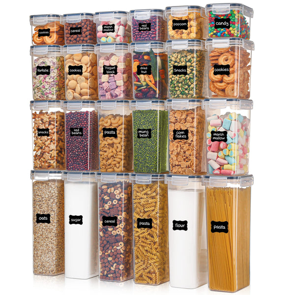 VTOPMART AIRTIGHT FOOD STORAGE CONTAINERS LIDS 24 PCS PLASTIC KITCHEN - BLACK - Like New