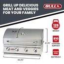 BULL BBQ OUTLAW 30-INCH 4-BURNER BUILT PROPANE GAS GRILL, 26038 - SILVER - Like New