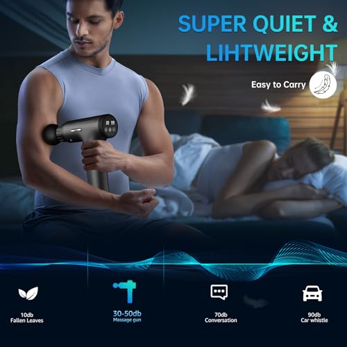GVBER MASSAGE GUN, MASSAGE GUN DEEP TISSUE, HANDHELD BACK MASSAGER, GREY - Like New