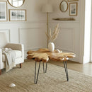 WELLAND Rustic Cedar Live Edge Coffee Table with Hairpin Legs B08Q3CGSK7 - Brand New