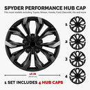 Pilot Automotive 16" Spyder Gunmetal Grey & Black Universal Hubcap 4-pack - Like New