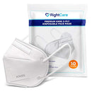RIGHTCARE RIGHT CARE KN95 NON-MEDICAL 10 PACK FILTER EFFICIENCY - WHITE - Brand New