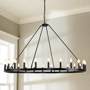 Sdorens Wagon Wheel Chandelier 24-Light 54 Inch - Black Frame/ Black Lamp Cap - Brand New