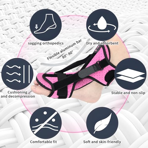 OUHOS PLANTAR FASCIITIS NIGHT SPLINT 3 ADJUSTABLE NIGHT SPLINT FOR FEMALE PINK - Like New