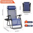 Chaise Lounge Chair Outdoor Set of 2 Oversized Zero Gravity Chair Blue - Brand New