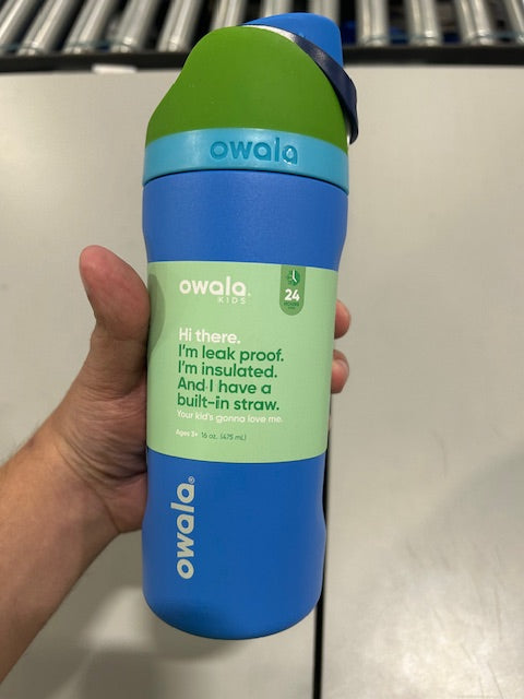 OWALA 16OZ KIDS FREE SIP STAINLESS STEEL WATER BOTTLE - BLUE - Scratch & Dent