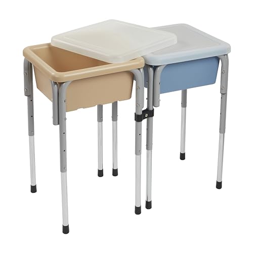 ECR4KIDS 2-Station Sand and Water Adjustable Play Table, Sand/Powder Blue - Like New