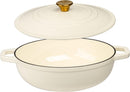 LEXI HOME ENAMELED 5 QT CAST IRON DUTCH OVEN BRAISER - CREAM - Like New