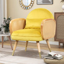 BUUHOME AMCHAIR RATTAN ARMREST METAL LEGS MID CENTURY MODERN XL - YELLOW - Like New