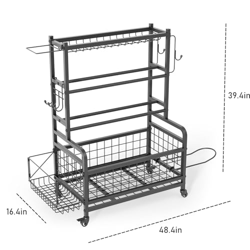ATRONOR METAL MODERN GYM STORAGE RACK WITH WHEELS FOR DUMBBELLS, YLJ-210-BLACK - Like New