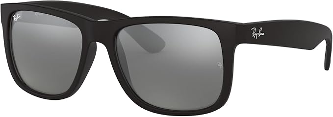 RAY-BAN, FRAME - MATTE RUBBER BLACK, LENSES - SILVER MIRROR, 622/55 - Like New