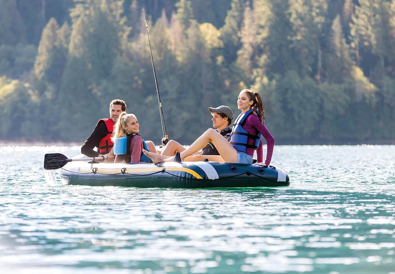 INTEX Seahawk 4 - Includes Deluxe Aluminum Oars and High-Output Pump - GREEN - Like New