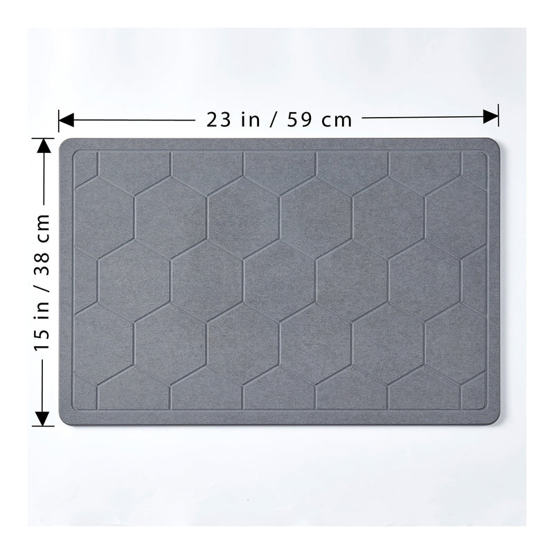 BIBB HOME DIATOMACEOUS EARTH STONE QUICK DRYING BATH MAT 15 X 23 PVC - GRAY - Like New