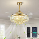 Pacific Core 42" Indoor Gold Smart Retractable Crystal Ceiling Fan - NEW - Brand New