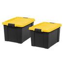 IRIS 80 Qt./20 Gal. Stackabl Storage Tote Black with Yellow Lid Set 2 540016 - Brand New
