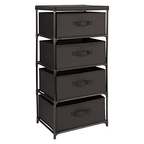 JUVALE 4-TIER TALL CLOSET DRESSER WITH DRAWERS CLOTHES ORGANIZER SMALL - BLACK - Brand New