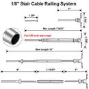 BLIKA 10PAIRS 1/8" CABLE RAILE SWAGE TOGGLE TURNBUCKLE HARDWARE BL025 SILVER - Brand New