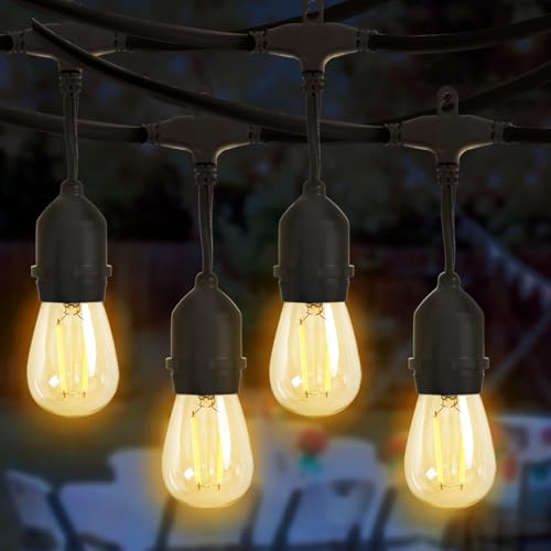 FDW - 2 PACK OUTDOOR STRING LIGHTS PATIO LIGHTS WEATHERPROOF STRAND EDISON BLACK - Like New