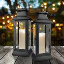 Serene Spaces Living 25" Tall Black Decorative Hurricane Lantern - Black - Like New