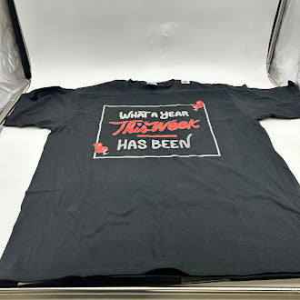 PORT&COMPANY WHAT A YEAR THIS WEEK HAS BEEN PREMIUM T-SHIRT - SIZE MEN L - BLACK - Like New