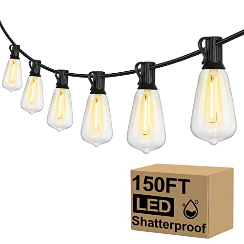 Brightever Outdoor String Lights 150FT, Patio Lights with 75+2 Dimmable ST38 - Like New
