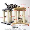 HeyKitten Cat Scratching Posts with Cushion Perch Bed 3-Post Sisal Rope Wrapped - Brand New