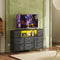 WLIVE BLACK TV STAND 45 50 55 INCH TV LIGHTS CHARGING ASNG114 - CHARCOAL BLACK - Like New