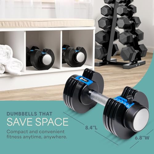 LIFEPRO Adjustable Dumbbells 5-25 lbs with Rack - Black - Like New
