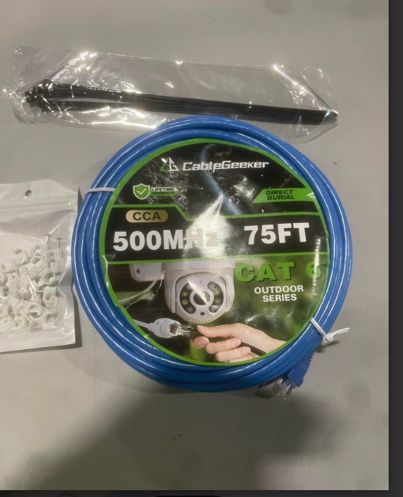 CABLEGEEKER CAT6 OUTDOOR ETHERNET CABLE, 24AWG RJ45 PATCH CABLE 75FT - BLUE - Like New