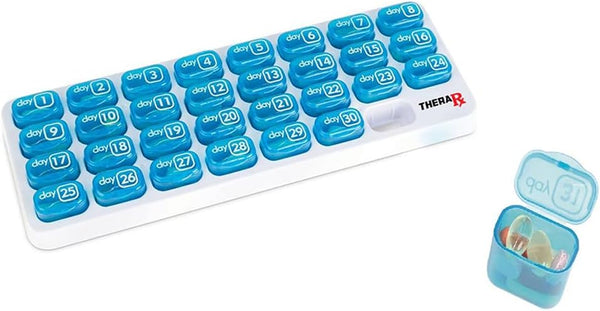 Extreme Fit 31 Day Monthly Pill Organizer Removable Pods AM-31DPO-BLU - BLUE Like New