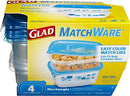 Glad MatchWare Food Storage Containers Rectangle Variety Pack, 4 Count, 6 Total - Like New