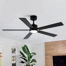 VACZON 52-IN BLACK WITH BLACK/BROWN WOOD BLADES LED CEILING FAN - BLACK - Brand New