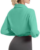 FKEEP QUARTER ZIP PULLOVER WOMEN CROPPED TOP SZ XL ZGREEN A - Brand New