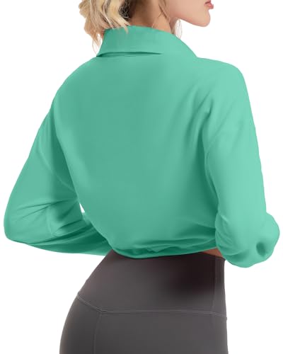 FKEEP QUARTER ZIP PULLOVER WOMEN CROPPED TOP SZ XL ZGREEN A - Brand New