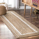 nuLOOM Rikki Off White Bordered Power Loomed Runner Rug 2' x 10' - Brand New