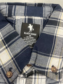 BLACK HORSE WOVEN PLAID SHIRT - SIZE : MENS M - BLUE/LIGHT BLUE/WHITE/YELLOW - Brand New