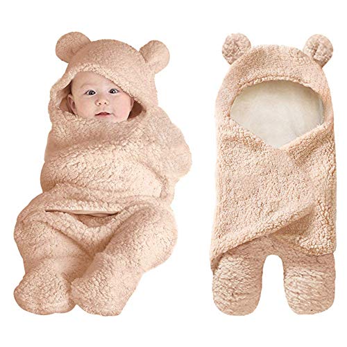 XMWEALTHY Cute Newborn Baby Boys Girls Blankets Plush Swaddle Blankets Brown - Like New