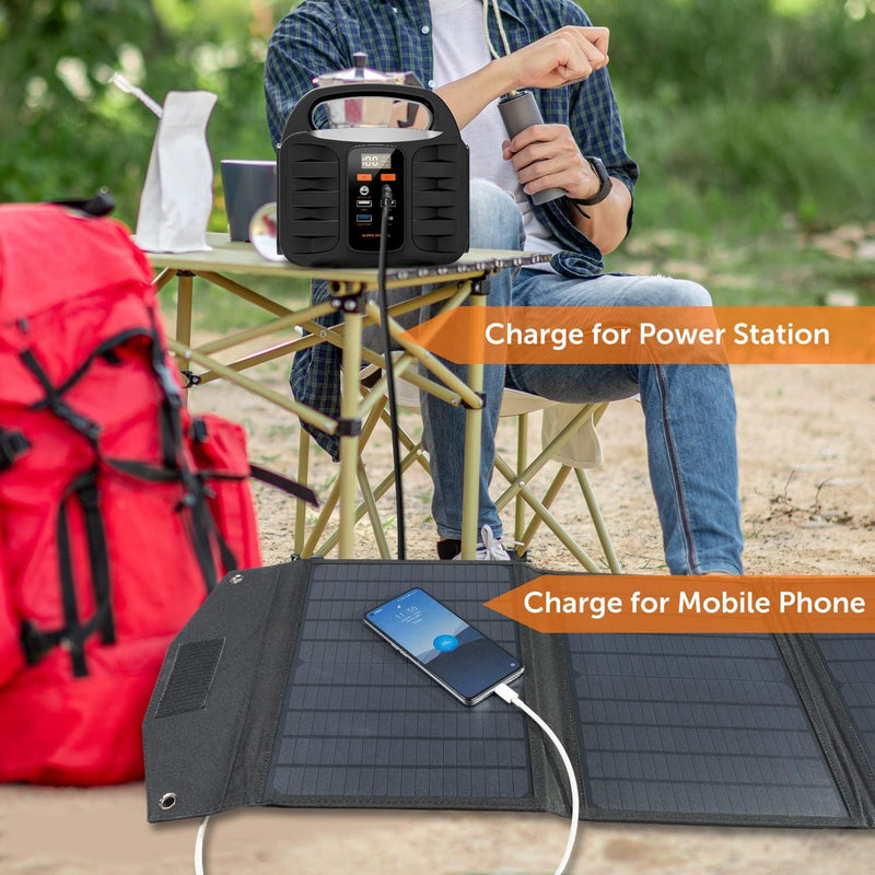 Alpha Digital SFZD-40 40W 18V Foldable Portable Solar Charging Panel - Black Like New