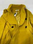 FOREMODE WOMEN SWING DOUBLE BREASTED WOOL PEA COAT,BELT BUCKLE, SIZE XL - YELLOW - Like New