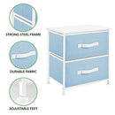 mDesign Dresser Night Stand 2 Drawers - Jane Collection, Light Blue/White - Brand New