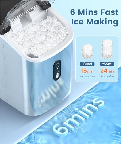 COWSAR NUGGET ICE MAKER COUNTERTOP PEBBLE MACHINE ONE-MORE OPERATION - SILVER - Like New