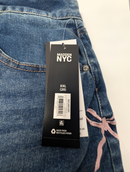 MADDEN NYC WOMEN'S EMBROIDERED BOW DENIM SKIRT - SIZE:  2XL - DARK MEDIUM WASH - Brand New