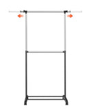 LIIGOU Double Rod Clothing Metal Garment Rack, SIZE: 73x73x33 in - NEW - Brand New