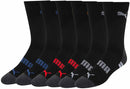 PUMA MEN'S 6 PACK CREW SOCKS - SIZE: MEN 10-13 - BLACK/COLOR LOGOS - Like New