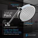 SPARKPOD 6" ROUND RAIN SHOWER HEAD WITH 16" SHOWER ARM - X001PI9585/ARM - CHROME - Like New