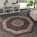 Masada Masada Rugs 5'x5' Traditional Octagon Area Rug in Burgundy - Design B404 - Brand New