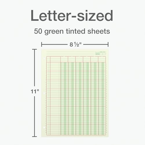 ADAMS ANALYSIS PAD, 8 1/2" X 11", 100 PAGES (50 SHEETS), 6 COLUMNS, GREEN - Brand New