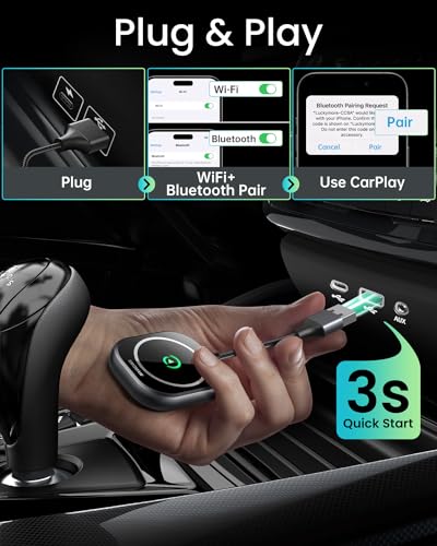 SMQMAW WIRELESS CARPLAY ADAPTER, USB-C AND USB-A - BLACK - Like New